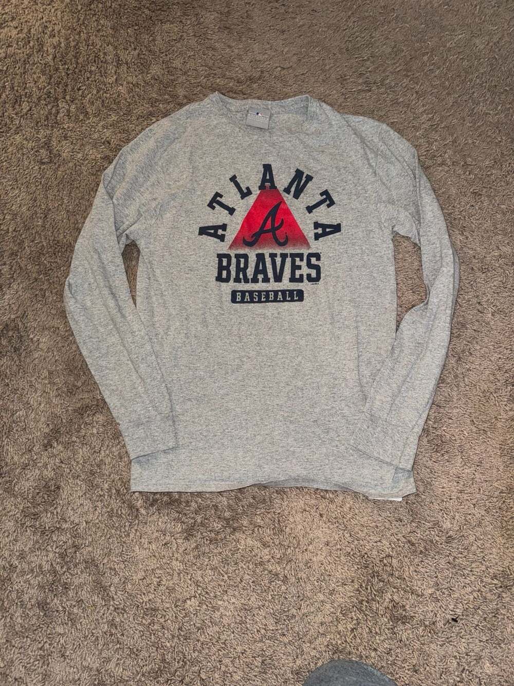 MLB Genuine Merchandise Atlanta Braves Baseball Long Sleeve Graphic Tee Heather